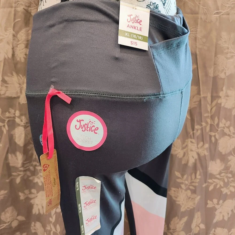 Justice Girls Tech Pocket Ankle Leggings, Size XL(16/18), New with Tags!